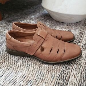 Josef Seibel Men's Tan Leather Fisherman Sandals Slip-Ons EUR 46, US 12